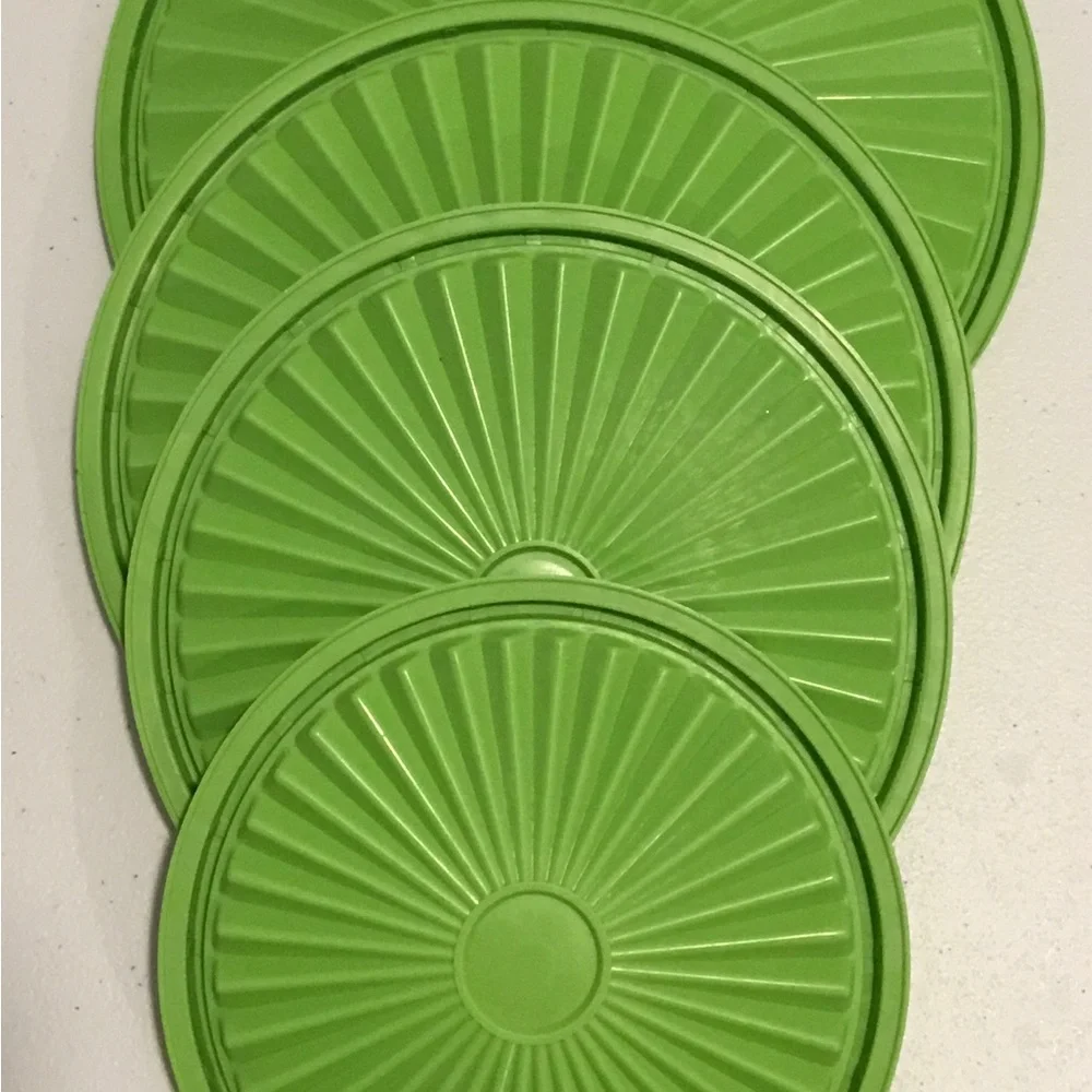 Vintage Tupperware Servalier Canisters Set of 4 with Lids Apple Green,